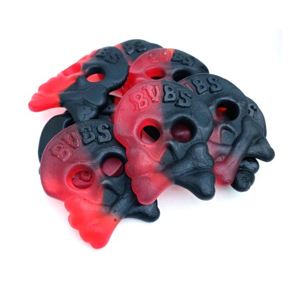 Raspberry liquorice skulls